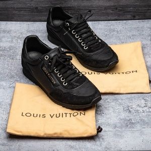 Louis Vuitton Mens 8.5 Black Suede Nylon Sneakers